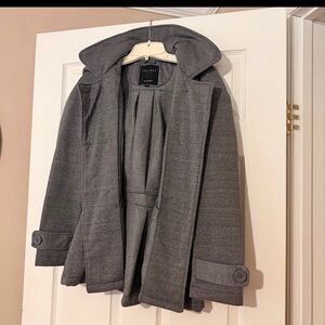 Therapy By Lane Crawford Women's Coat Size Medium With Hood Gray Button Up